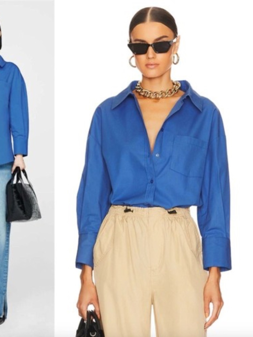 ANINE BING Mika Button Shirt Size XS in Electric Blue Retails $250